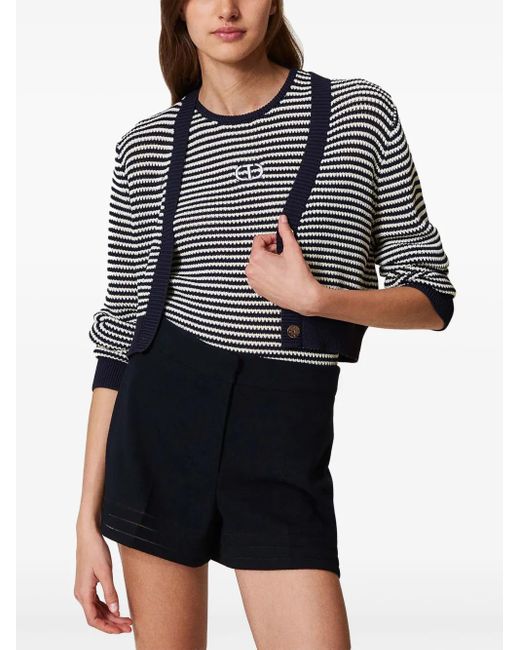 Twinset Black Striped Oval T Cardigan