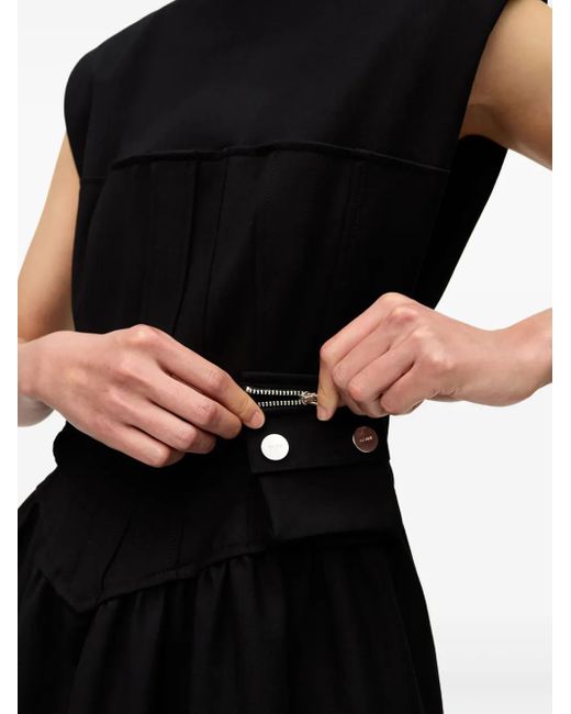 Ganni Geplooide Midi-Jurk in het Black