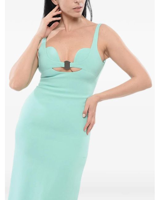 David Koma Green Cut-Out Ring-Detail Midi Dress