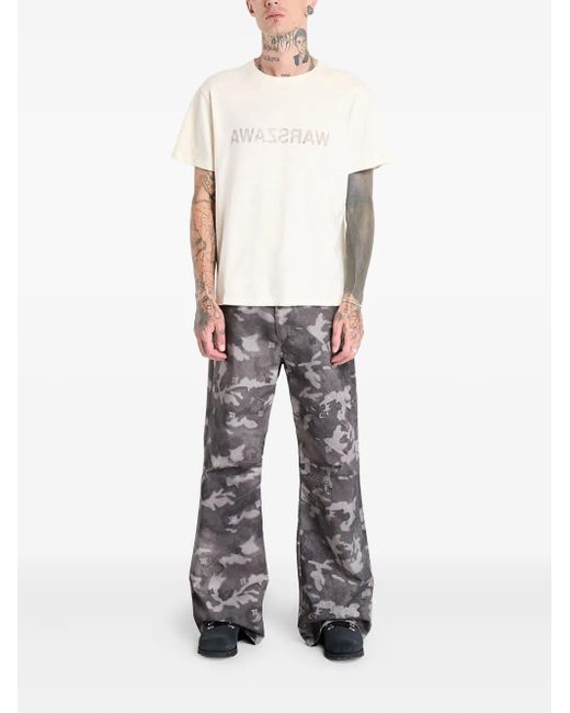 M I S B H V Gray Camo-Print Log-Detail Trousers for men