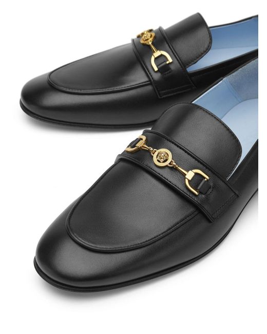 Versace Black Slipper Calf Leather Shoes for men