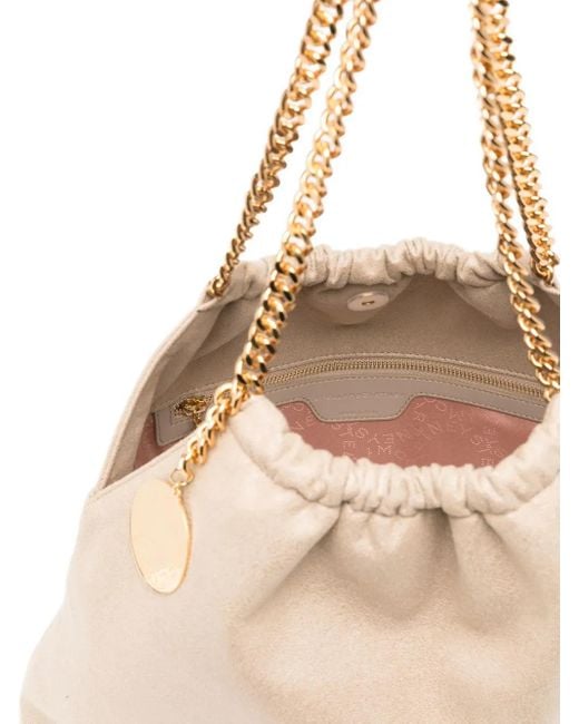 Stella McCartney Natural Falabella Drawstring Shoulder Bag In Beige Vegan Leather