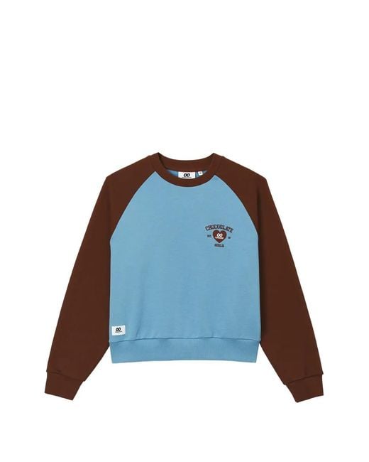 Chocoolate Blue Logo-Print Raglan-Sleeve Sweater