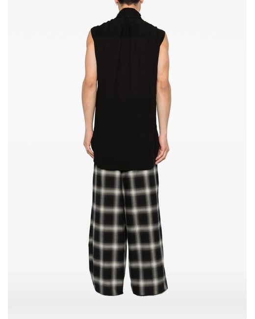 Yohji Yamamoto Black Pussy-Bow Sleeveless Top for men