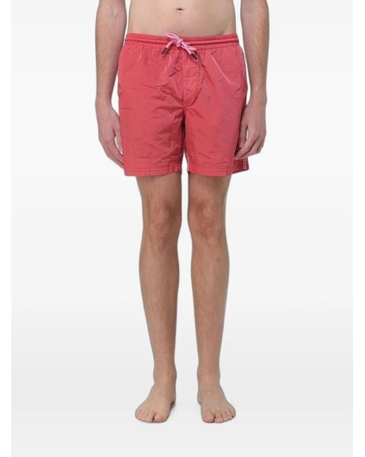 Blauer Red Drawstring Side-Stripe Swim Shorts for men