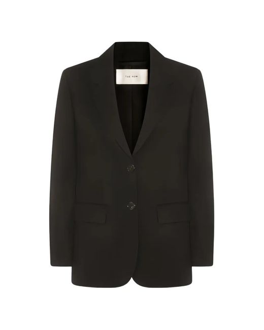 The Row Black Notched-Lapels Buttoned Blazer