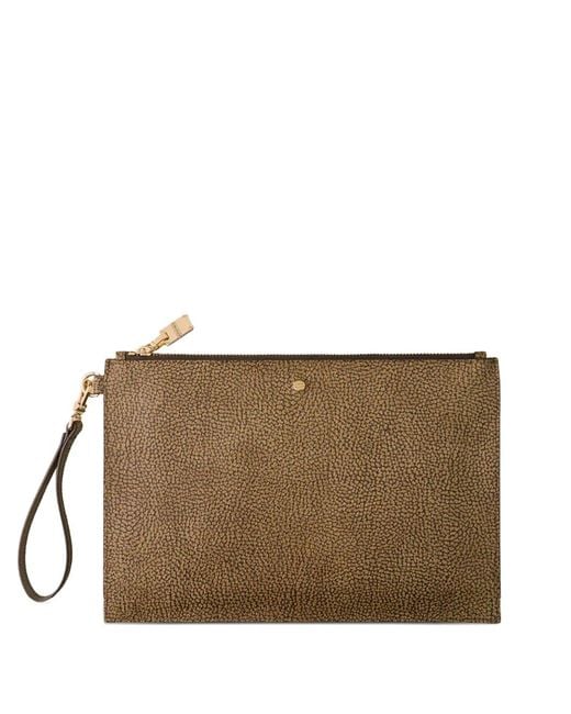 Borbonese Brown Op Coated Canvas Pouch