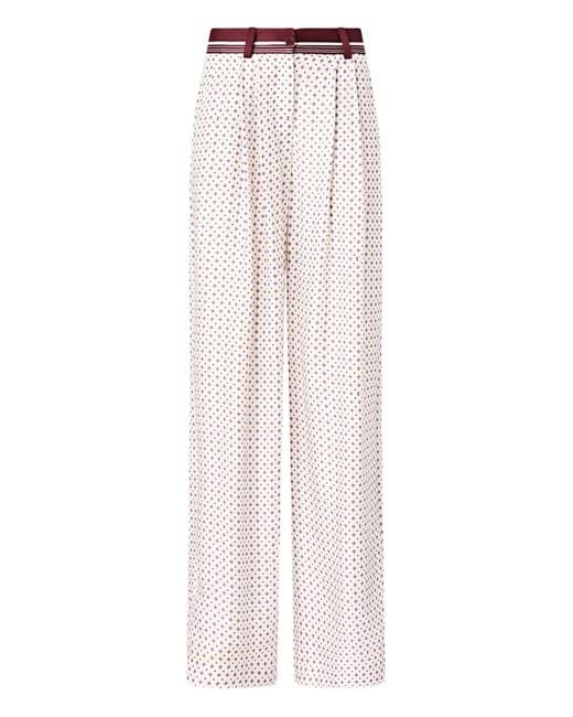 Pinko White Trousers With Tie Motif