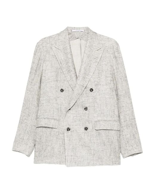 Tagliatore White Double-Breasted Jacket for men