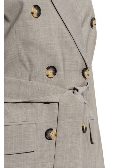 Rag & Bone Gray Double-Breasted Belted Jacket