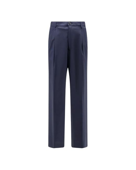 Amaranto Blue Double-Pleat Trousers for men