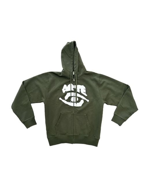 Arte' Green Zip-Up Hoodie for men
