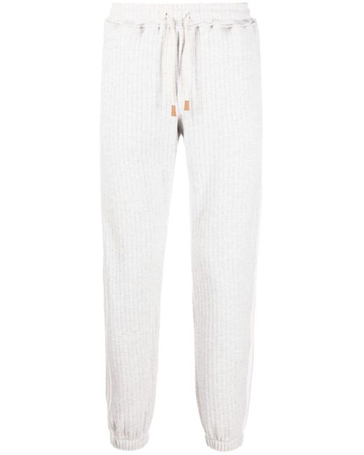 Eleventy White Ribbed Wool-cashmere Track Pants for men