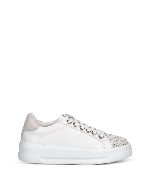 Love Moschino White Rhinestone-Embellished Sneakers