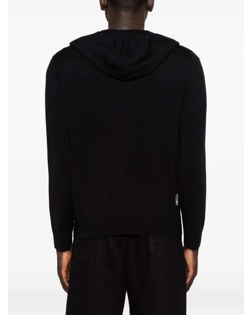 Emporio Armani Black Zip-Up Virgin-Wool Sweater for men