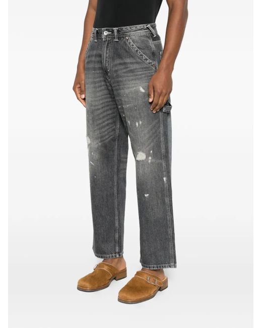 Evisu Gray Carpenter-Style Denim Trousers for men