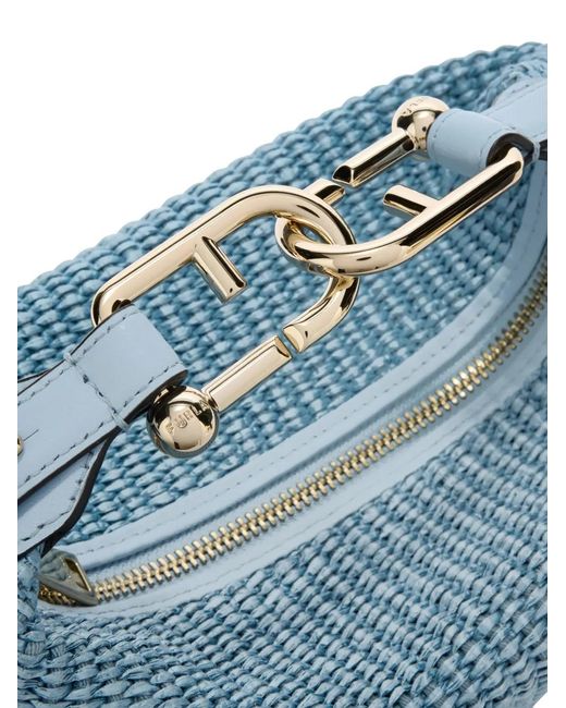 Furla Blue Tonie Woven Shoulder Bag