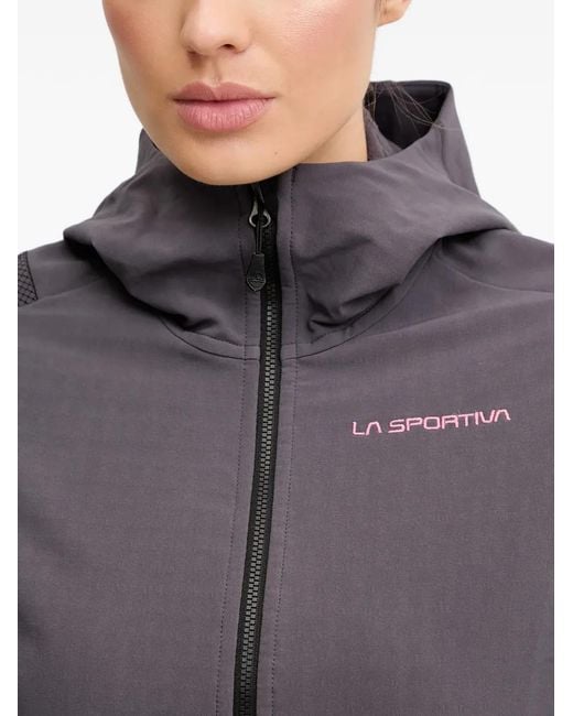 La Sportiva Gray Zip-Up Hooded Jacket