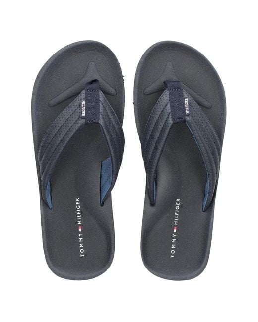 Tommy Hilfiger Blue Striped Perforated Flip-Flops for men