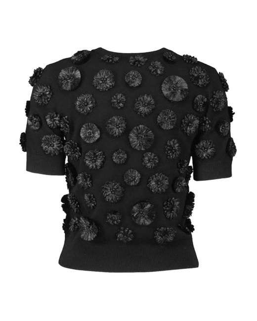 Michael Kors Black Floral-Embroidered Shell Top