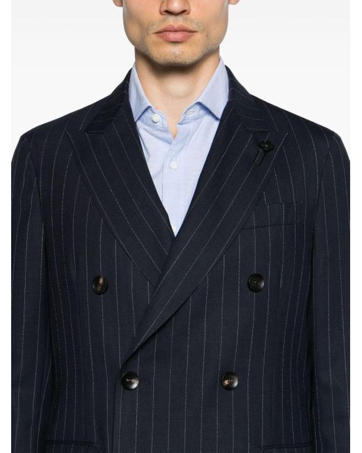 Lardini Blue Double-breasted Wool Suit for men