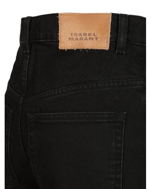 Isabel Marant Black Logo-Patch Wide-Leg Jeans