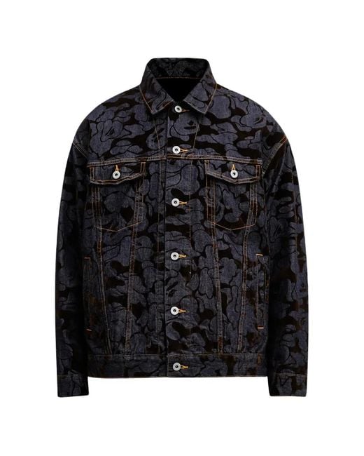 A Bathing Ape Black Printed Denim Jacket for men
