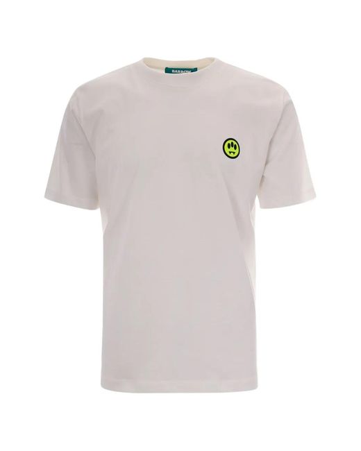 Barrow White T-Shirt En Coton À Logo Imprimé