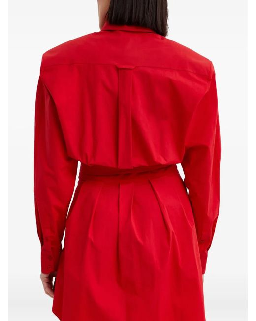 Alexandre Vauthier Red Tie-Waist Button-Shirt Mini Dress