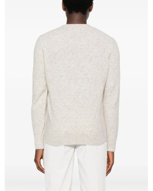 Brunello Cucinelli White Mélange-Effect Jumper for men