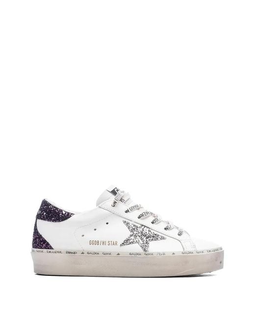 Golden Goose Deluxe Brand White Hi-Star Lace-Up Sneakers