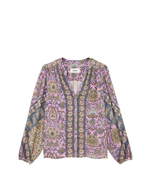 Ba&sh Purple Simi Puff-Sleeve Blouse