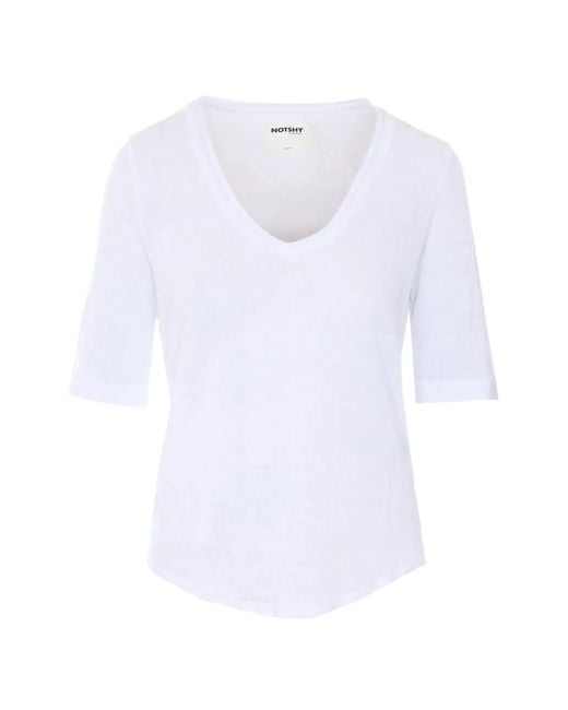 Not Shy White Romana V-Neck T-Shirt