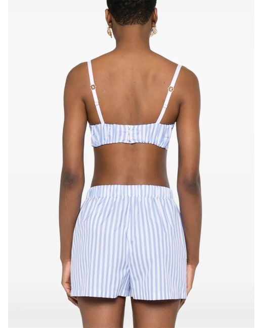 Elisabetta Franchi Blue Striped Cropped Top