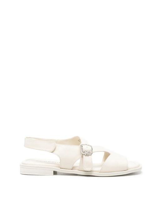 SERGIO MORETTI FIRENZE White Buckle-Fastening Touch-Strap Sandals