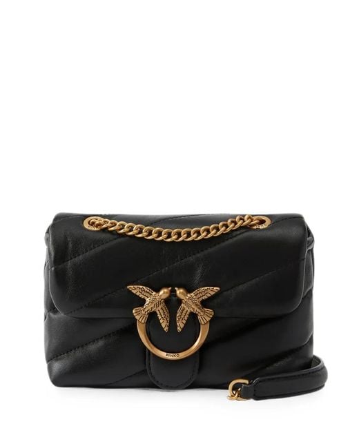 Pinko Black Quilted Leather Shoulder Bag