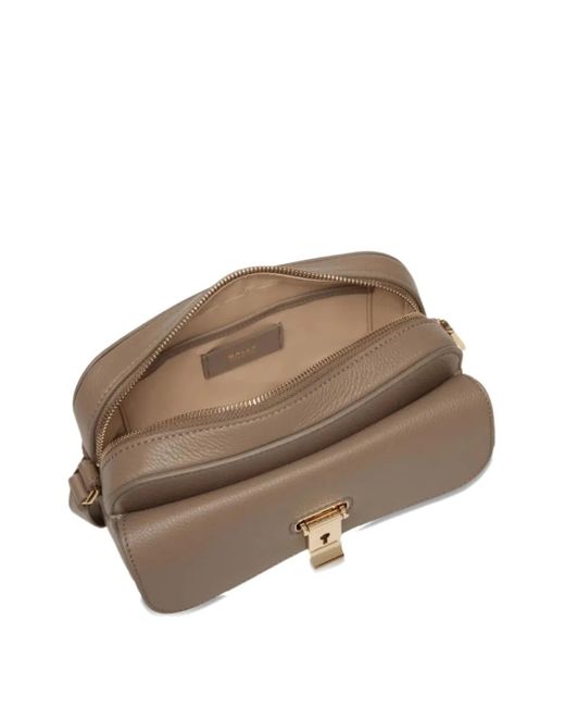 Bally Brown Lock Me Cross Body Bag