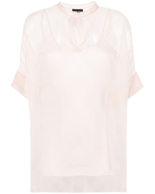 Blusa semi trasparente di Giorgio Armani in White