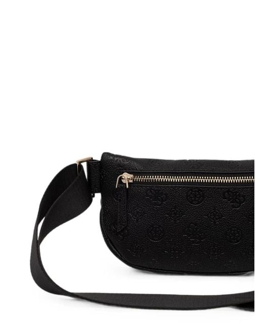 Guess Black Devon Logo-Debossed Belt Bag