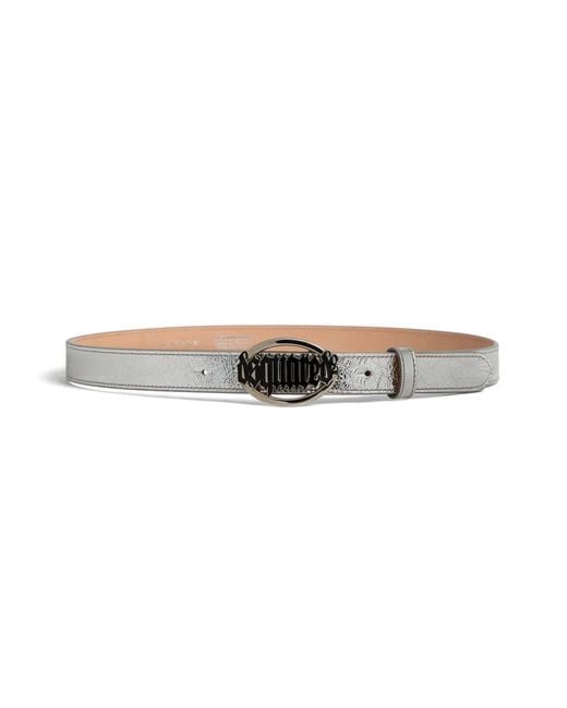 DSquared² Metallic Logo-Buckle Leather Belt
