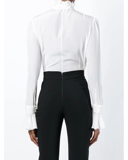 McQueen White Poplin Ruffle Shirt