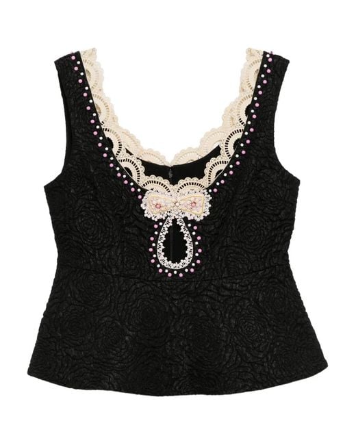 Débardeur À Ornements De Perles Cynthia Rowley en coloris Black