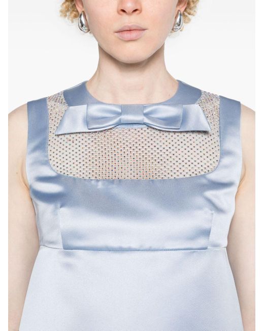 Nina Ricci Blue Rhinestones-panel Trapeze Dress