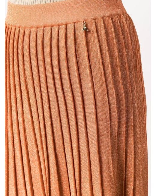 Patrizia Pepe Orange Jupe Mi-Longue Plissée À Paillettes