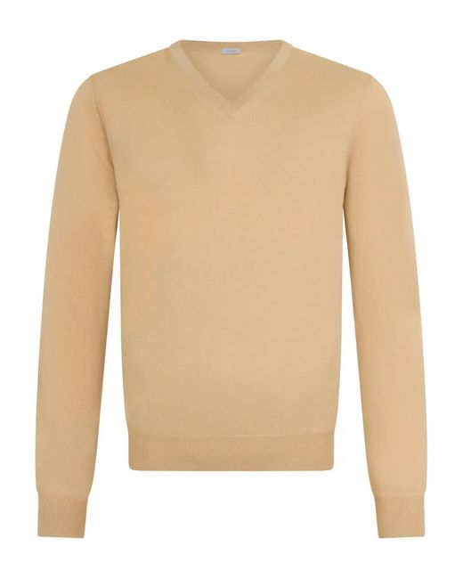 Malo White V-Neck Sweater for men