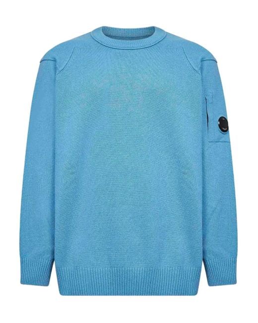 C P Company Blue Lens Detail Crewneck Sweater for men