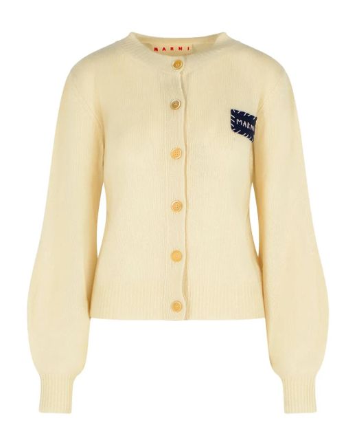 Cardigan Con Applicazione di Marni in Natural