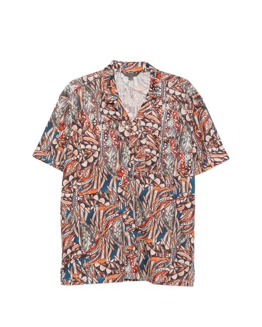 John Varvatos Pink Floral-Print Camp-Collar Shirt for men