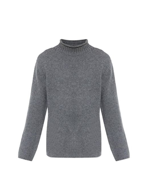 Lisa Yang Gray Sylvan High-Neck Ribbed Sweater for men