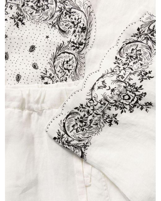 Desmond & Dempsey White Bandana-print Pajama Set